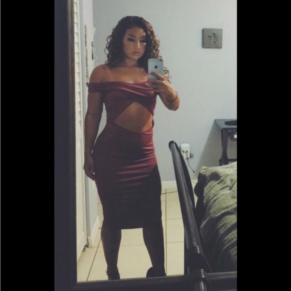 Maroon Red Crossover dress